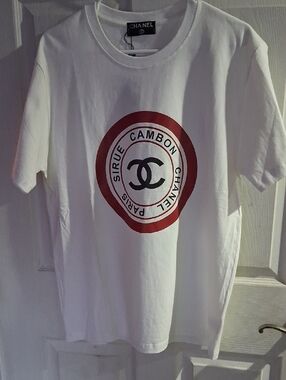 NWT Mens Chanel White Logo Tee Size 2XL